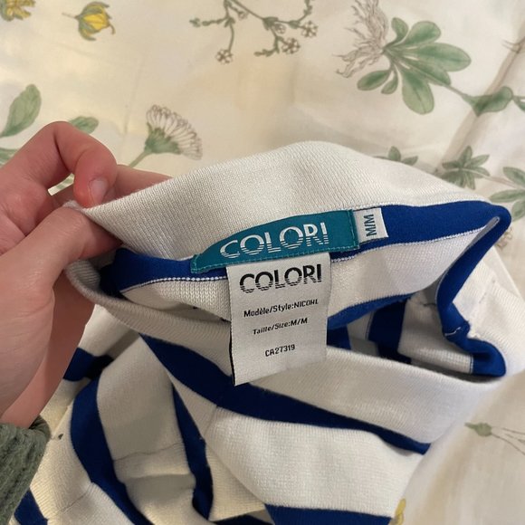 Y2K 90s striped white and blue knitted stretchy pencil skirt! - Picture 11 of 11